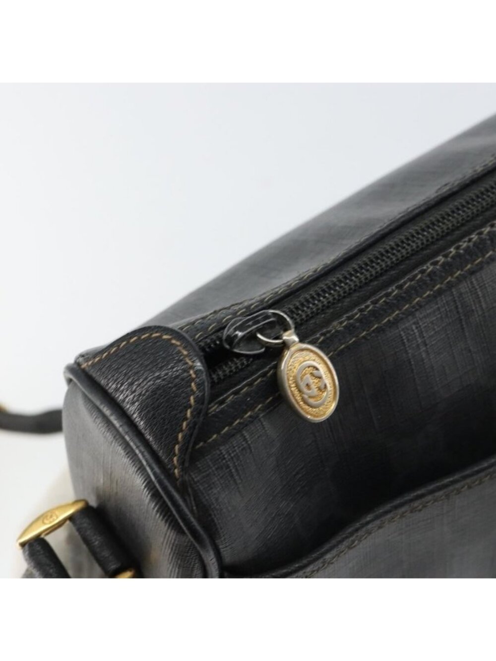 Authentic GUCCI GG Supreme Web Sherry Line Bag PVC Black Gold 89 02 077 - Picture 16 of 16
